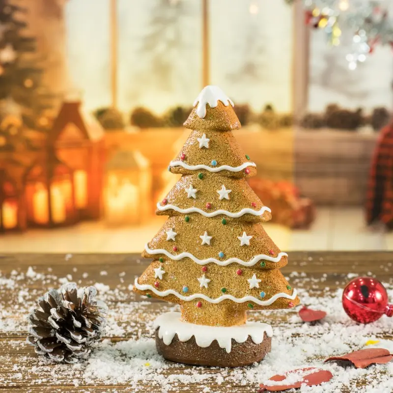 NORTHEUINS Resin Gingerbread Christmas Tree Ornament Christmas Winter Santa Death Statue Home Study Room Tabletop Decor New