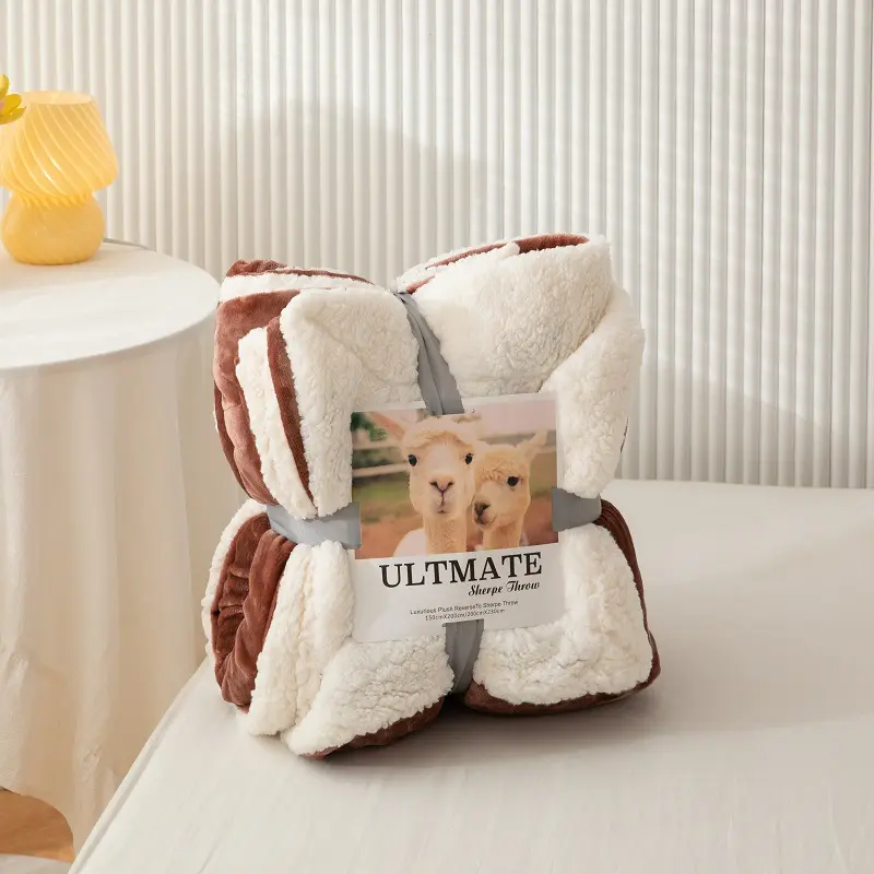 Simple Solid Color Lamb Wool Double-layer Blanket, Macaron Color Tafu Velvet Coral Velvet Sofa Cover Blanket, Resistant to Dirt