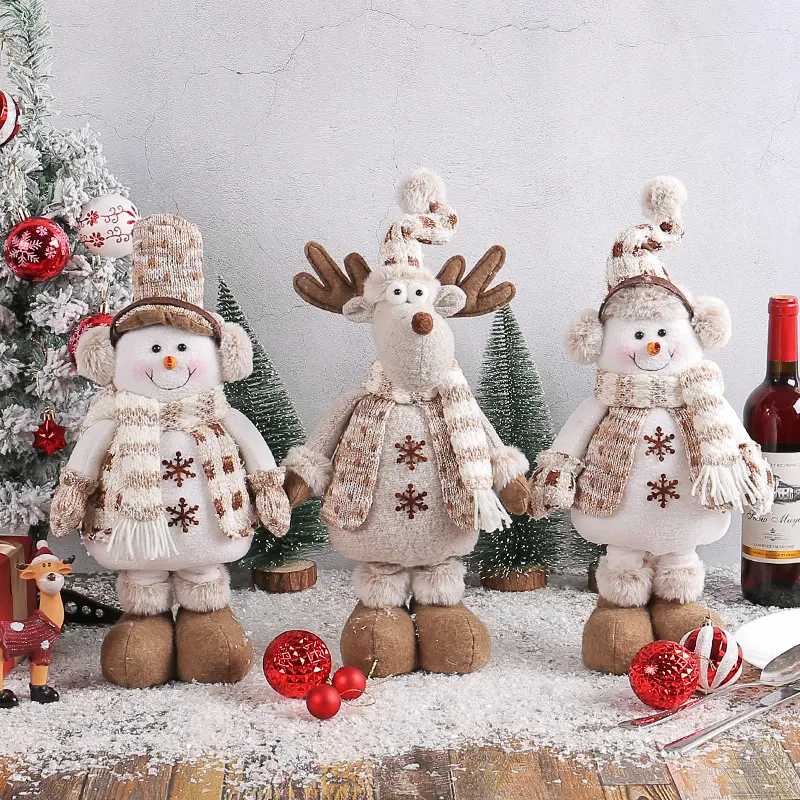 Christmas Snowman Telescopic Doll New Knitted Elk Doll Window Scene Christmas Decoration Merry Christma Gift Happy New Year 2024