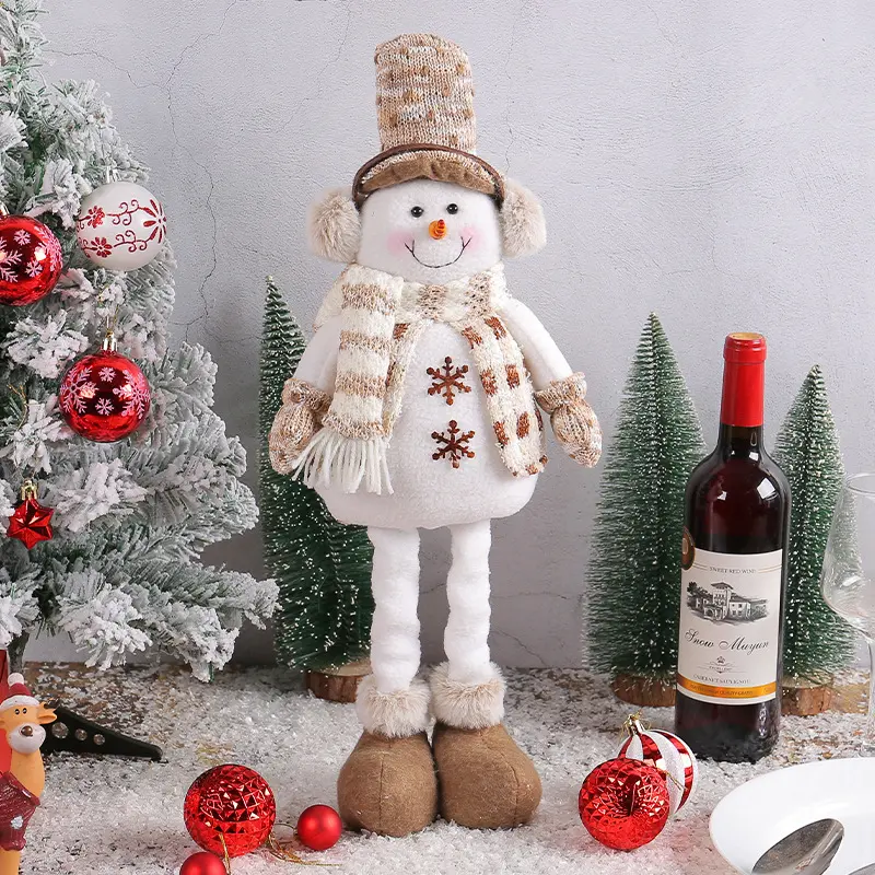 Christmas Snowman Telescopic Doll New Knitted Elk Doll Window Scene Christmas Decoration Merry Christma Gift Happy New Year 2024