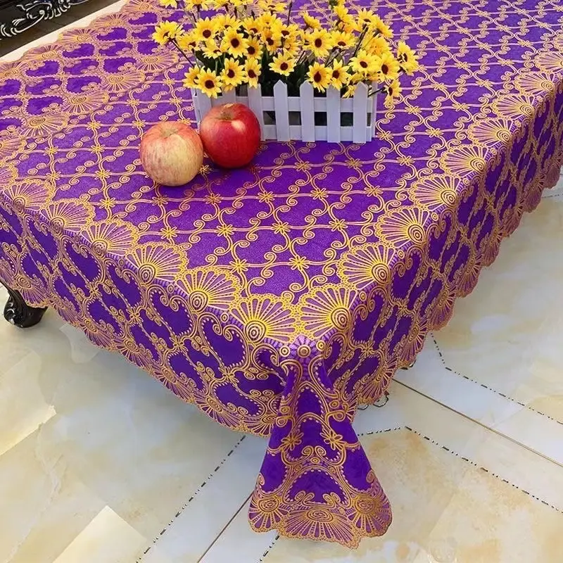 Table Linen Waterproof Oil-proof Tablecloth Non-washing Tea Table Cloth Hot Gold PVC Household Table Cloth Accessories