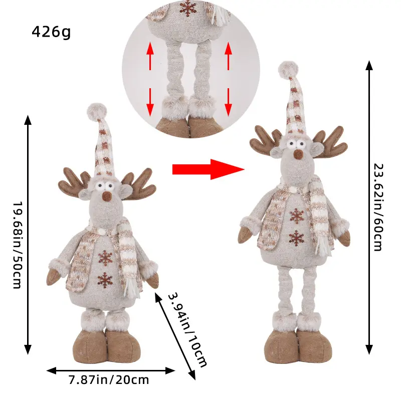 Christmas Snowman Telescopic Doll New Knitted Elk Doll Window Scene Christmas Decoration Merry Christma Gift Happy New Year 2024