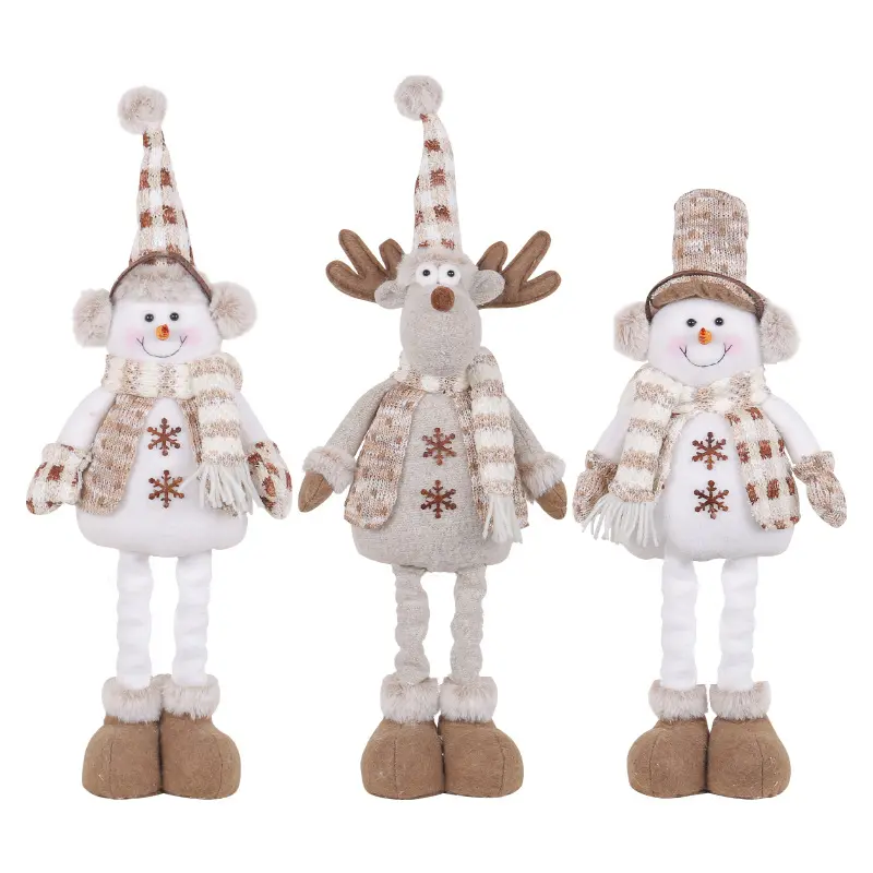 Christmas Snowman Telescopic Doll New Knitted Elk Doll Window Scene Christmas Decoration Merry Christma Gift Happy New Year 2024