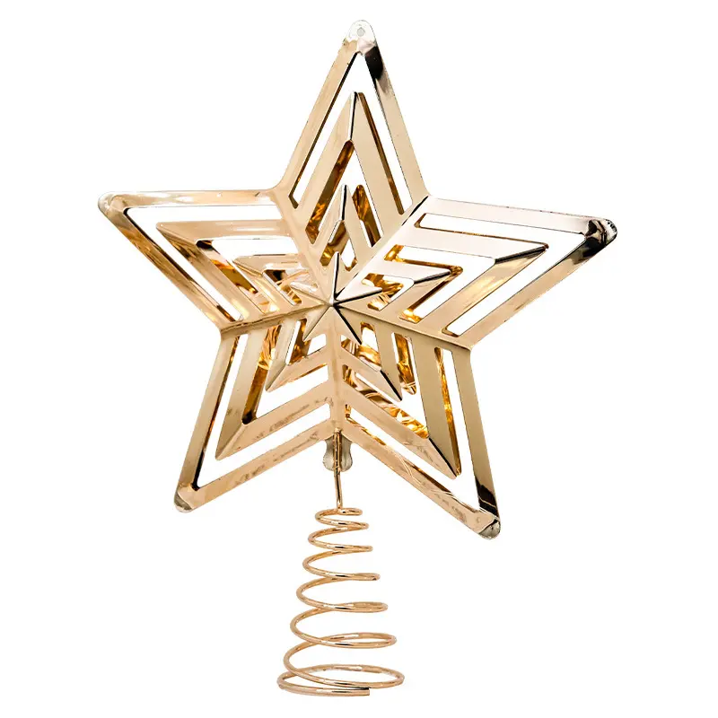 Chritmas Glitter Star Trees Topper Exquisite Iron Star Metal Ornament Tree Decor for Home Bar Xmas Trees Decor