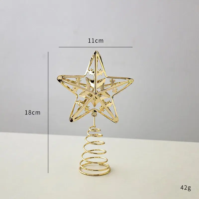 Chritmas Glitter Star Trees Topper Exquisite Iron Star Metal Ornament Tree Decor for Home Bar Xmas Trees Decor
