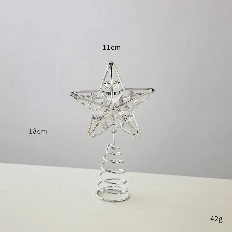 Chritmas Glitter Star Trees Topper Exquisite Iron Star Metal Ornament Tree Decor for Home Bar Xmas Trees Decor