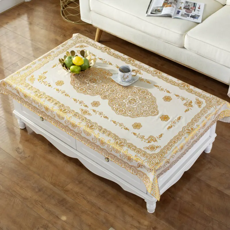Table Linen Waterproof Oil-proof Tablecloth Non-washing Tea Table Cloth Hot Gold PVC Household Table Cloth Accessories
