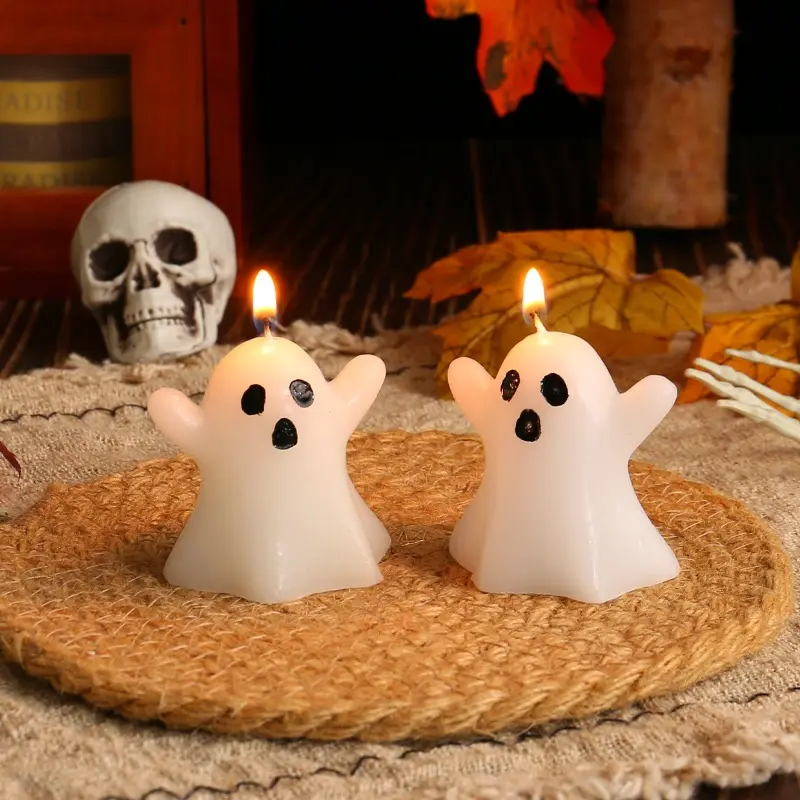 Ghost Candles Creepy Tabletop Candle Halloween Ghost Candles Cute Spooky Candles Halloween Decorative Tabletop Burning candle