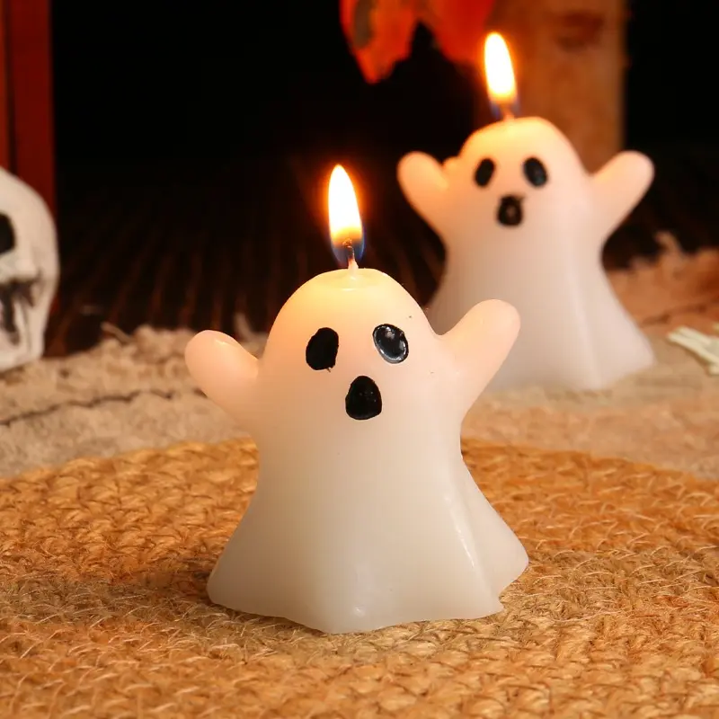 Ghost Candles Creepy Tabletop Candle Halloween Ghost Candles Cute Spooky Candles Halloween Decorative Tabletop Burning candle