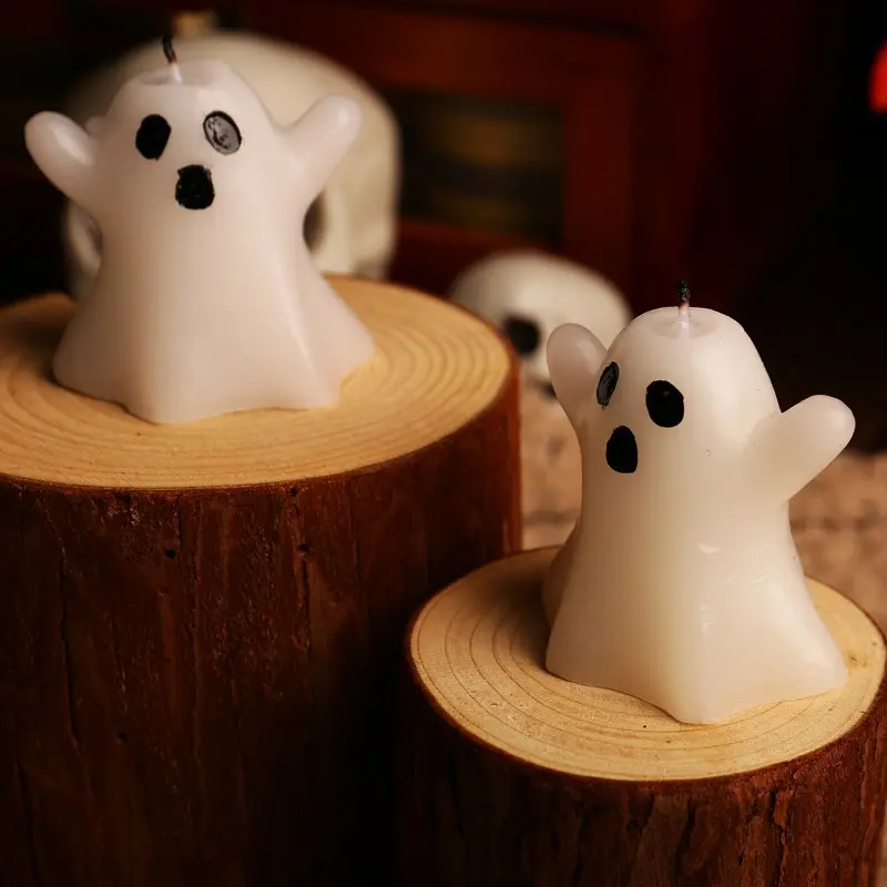 Ghost Candles Creepy Tabletop Candle Halloween Ghost Candles Cute Spooky Candles Halloween Decorative Tabletop Burning candle