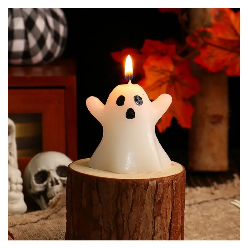 Ghost Candles Creepy Tabletop Candle Halloween Ghost Candles Cute Spooky Candles Halloween Decorative Tabletop Burning candle