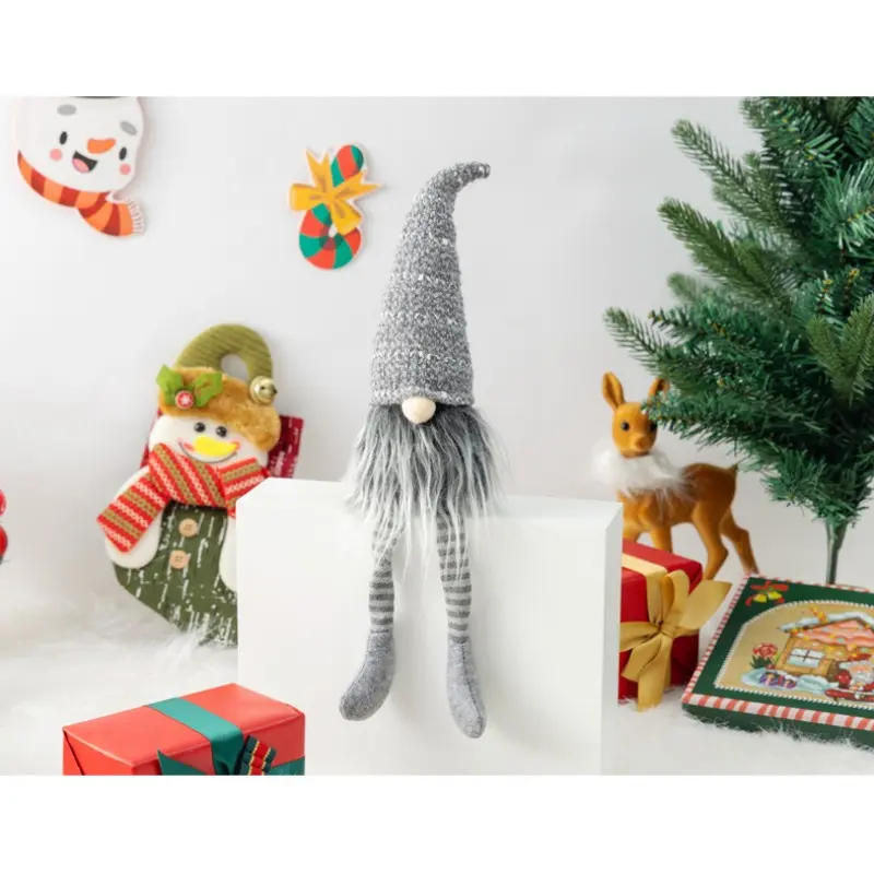 Christmas Faceless Gnome Desktop Decor Mini Dwarf Statue Striped Knitting Hat Santa Elf Plush Toy Small Table Ornaments