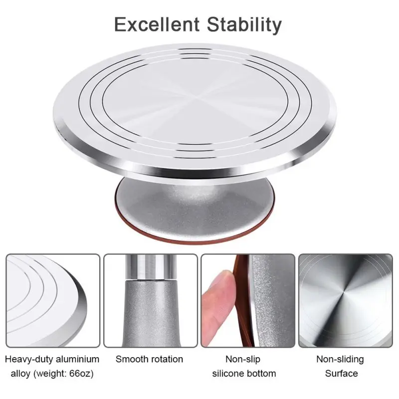 7Pcs/set Turntable Cake Decoration Accessories Set Metal Stainless Steel Pastry Spatula Scraper Rotating Cake Stand Tools