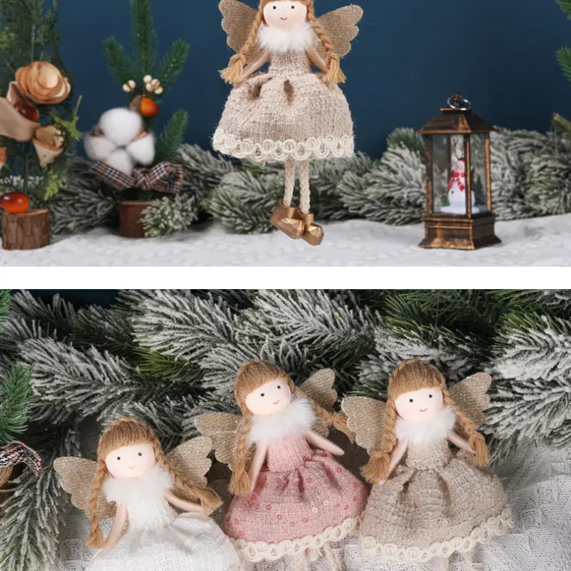 3PCPlush Angel Doll Christmas Tree Pendant Decor Christmas Angel Girl Doll New Year Kids Gift Christma Home Decor Navidad