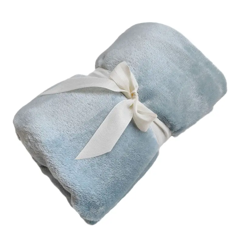 70x100cm Flannel Throw Blanket Solid Color Comfortable Knee Blanket Car Sofa Bed Plush Thick Swaddle Blanket Sleeping Blanket