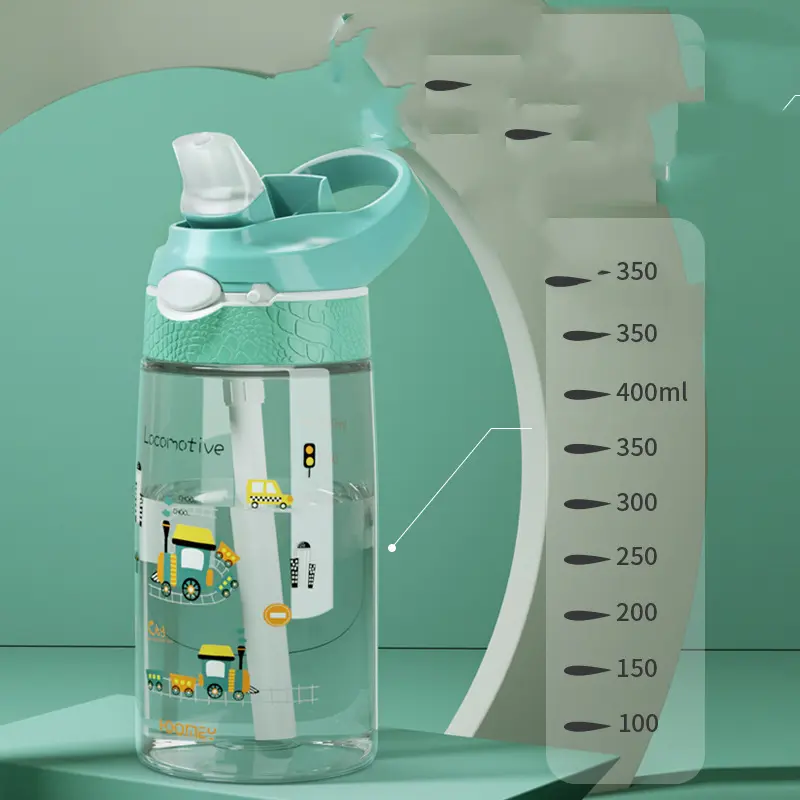 450ml Dinosaur Children's Water Bottle With Straw for Kids School Kids Cup BPA Free Leakproof Plastic Boys girls Water Bottles