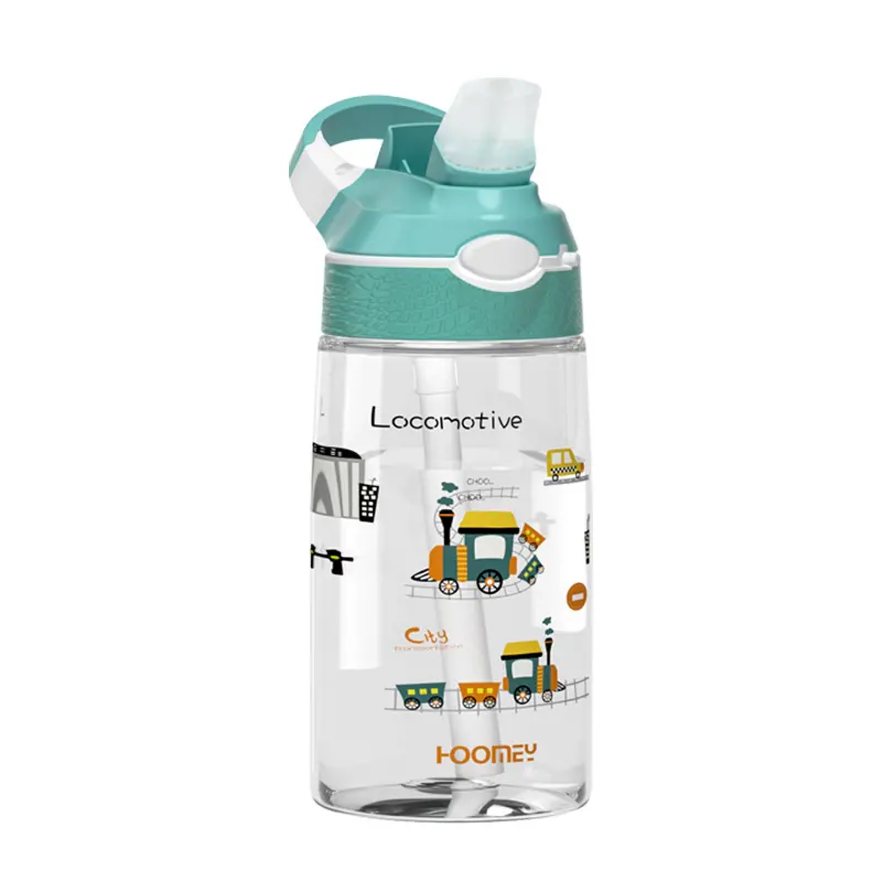 450ml Dinosaur Children's Water Bottle With Straw for Kids School Kids Cup BPA Free Leakproof Plastic Boys girls Water Bottles