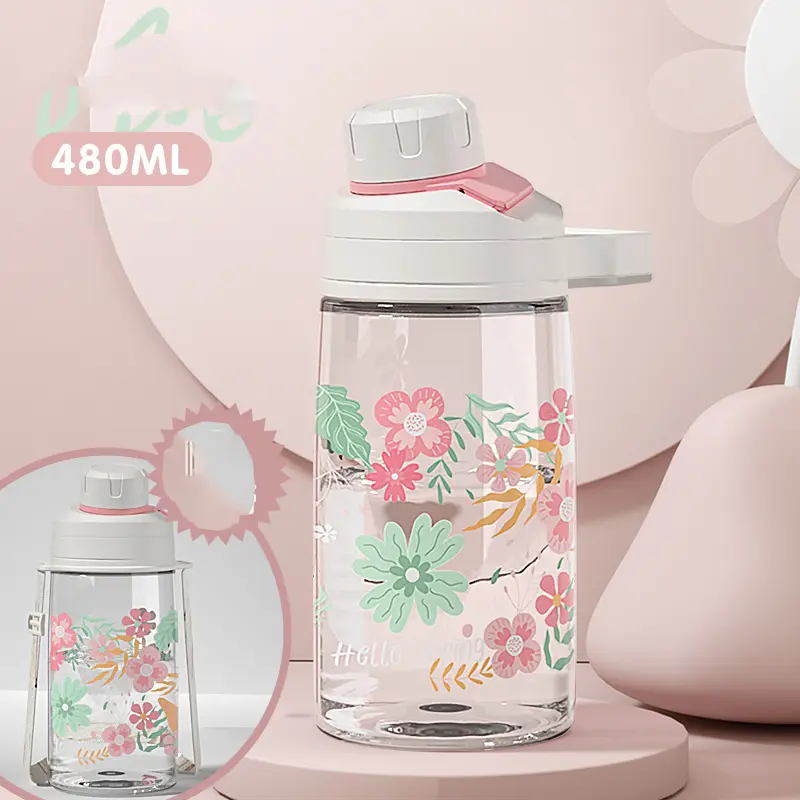 450ml Dinosaur Children's Water Bottle With Straw for Kids School Kids Cup BPA Free Leakproof Plastic Boys girls Water Bottles
