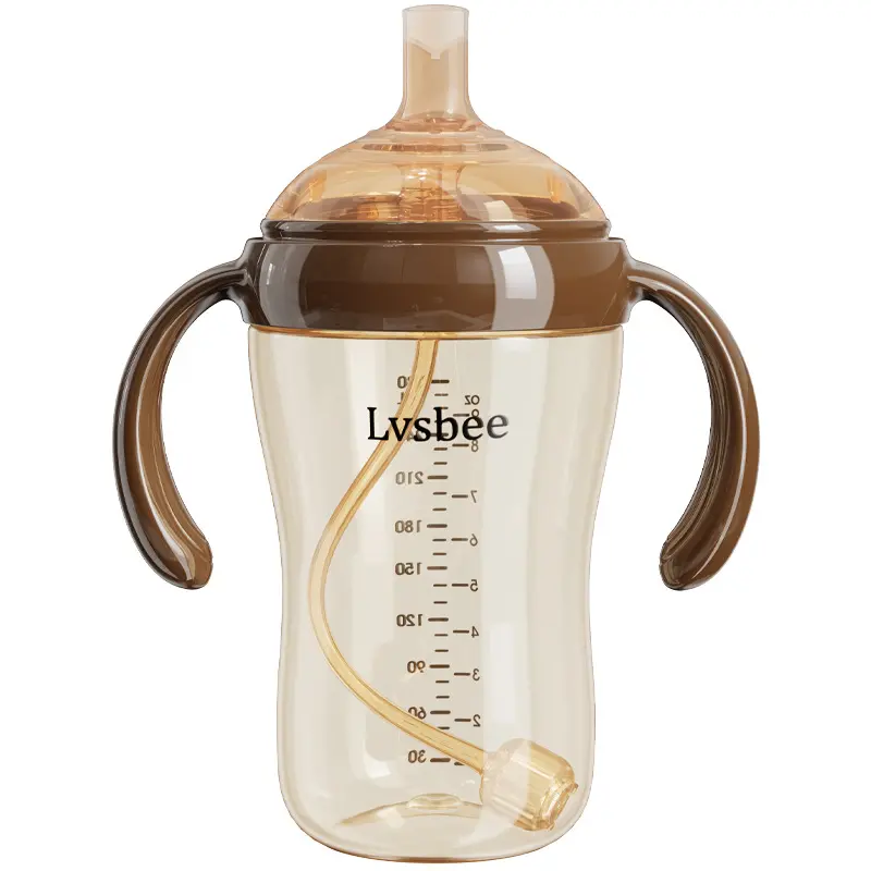 Newborn Baby Bottles Wide Mouth Feeding Bottle Water Cup Child Rest Bottle Nipple Drinking Duck Nipple Cup Learn to Drink 280ML