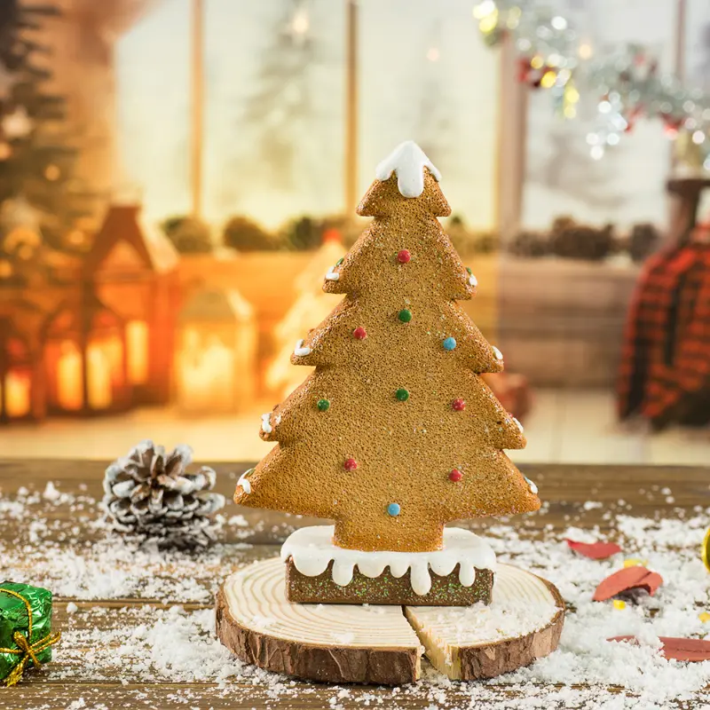 15cm Resin Gingerbread Christmas Tree Ornament Christmas Winter Santa Death Statue Home Study Room Tabletop Decor