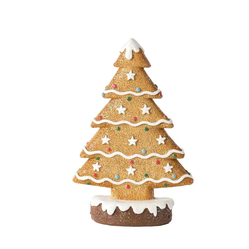 15cm Resin Gingerbread Christmas Tree Ornament Christmas Winter Santa Death Statue Home Study Room Tabletop Decor