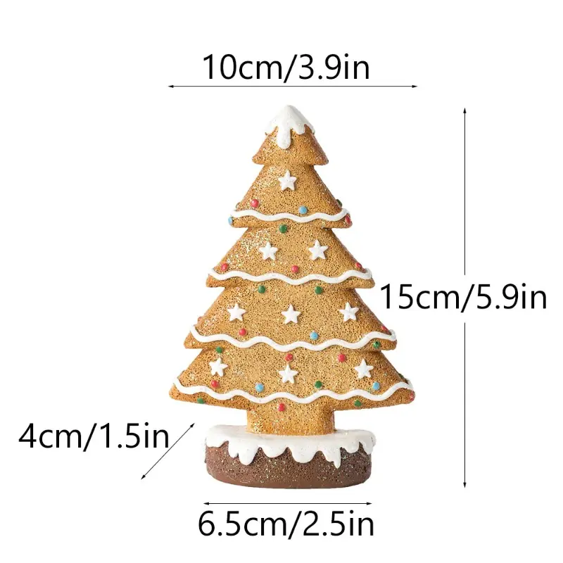 15cm Resin Gingerbread Christmas Tree Ornament Christmas Winter Santa Death Statue Home Study Room Tabletop Decor