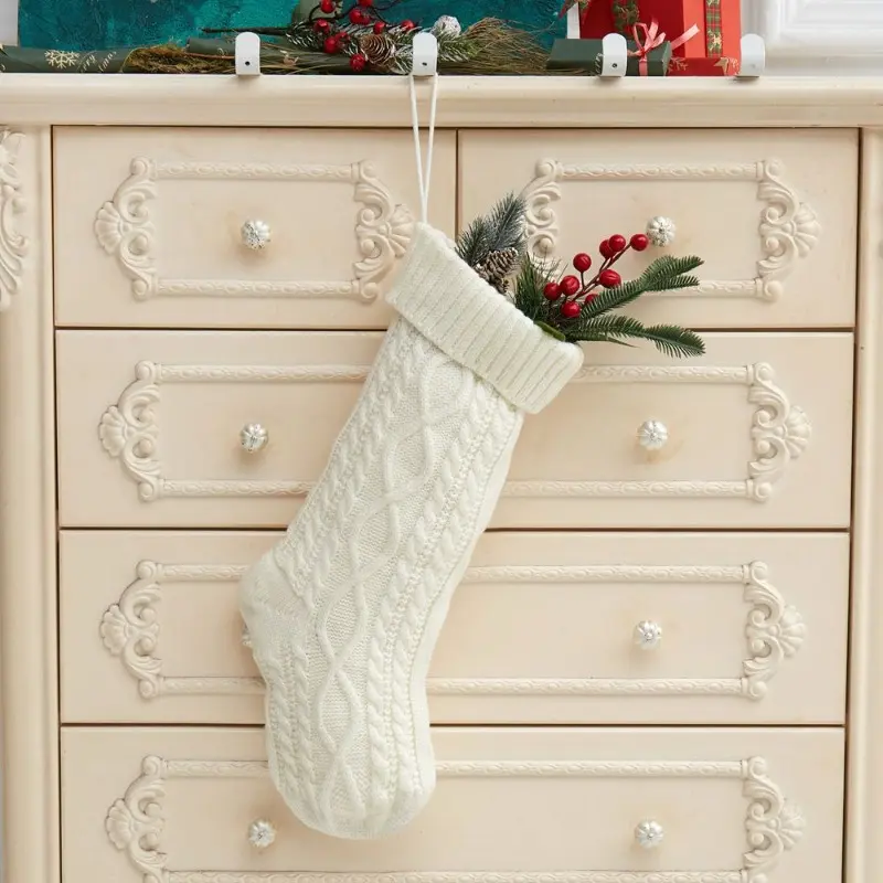 Knitting Christmas Stockings For Gift Large Size Cable Knit Stocking Christmas Decorations For Party Xmas Tree Ornament Gift Bag