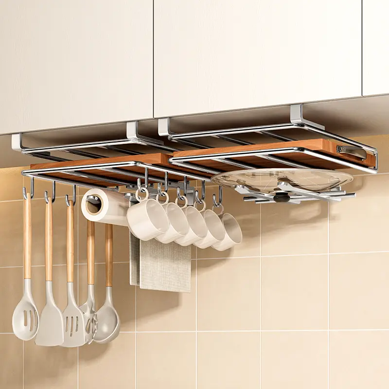 Kitchen Storage Rack Depth 25cm Sainless Steel Hanging Cabinet For Layered Organization Hanging Rack Space Saving Design
