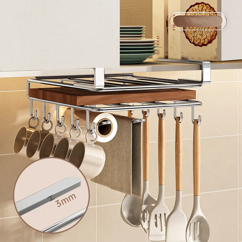 Kitchen Storage Rack Depth 25cm Sainless Steel Hanging Cabinet For Layered Organization Hanging Rack Space Saving Design