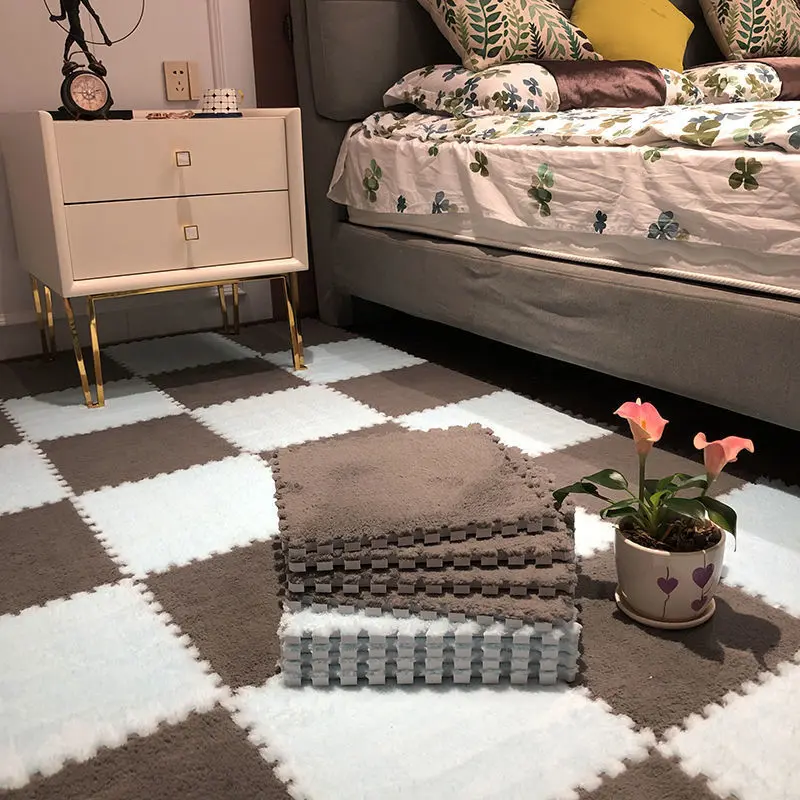 12pcs Bedroom Bedside Patchwork Carpets Soft Plush Rugs High Quality Window Cushion Foam Cushion Children's Floor Mat