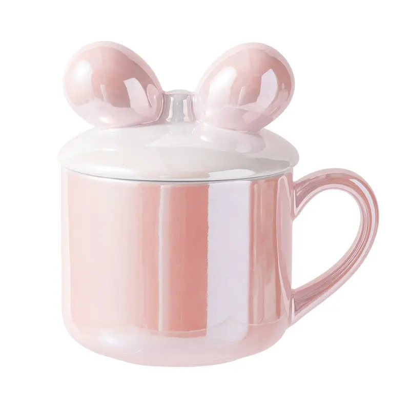 Cute Ceramic Cup with Lid, Suitable for Couples, Milk, Coffee, Beverages, Afternoon Tea, and Gifts with High Aesthetic Value