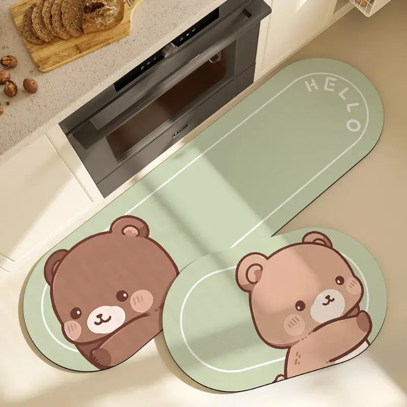 Cute and Cartoon Printed Floor Mats Home Decoration Bedroom Living Room Entrance Entrance Mat Bathroom Absorbent Carpet