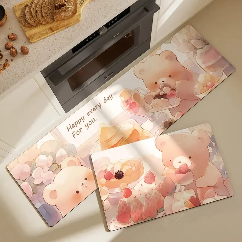 Cute and Cartoon Printed Floor Mats Home Decoration Bedroom Living Room Entrance Entrance Mat Bathroom Absorbent Carpet