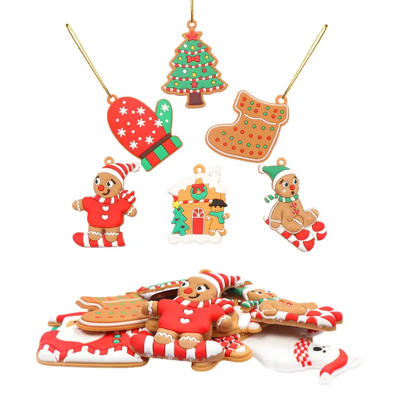 12pcs Gingerbread Man Ornaments Xmas Tree Hanging Pendant 2024 Merry Christmas Decorations for Home 2025 New Year Gift