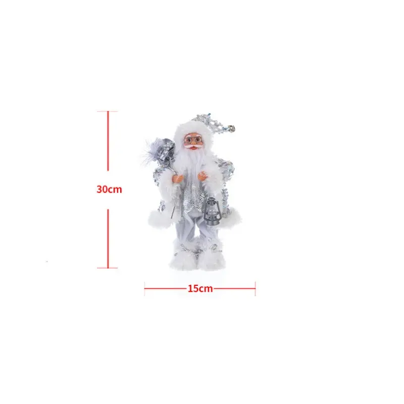 New Silver Glitter Santa Claus Standing Doll Home Children's Christmas Gift Display Window Decoration Supplies