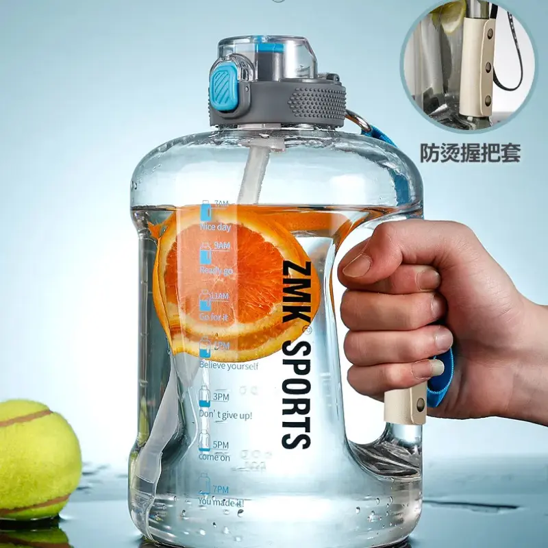 Large-Capacity Sports Water Bottle with Straw Belly Cup Ton Ton Bucket Students Portable Plastic Space Cup Fitness Gym Kettle