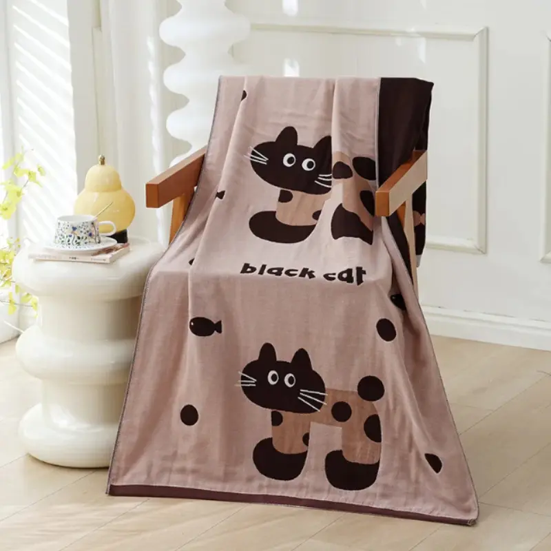 Animal Cartoon Adult Soft Cotton Gauze Bath Towel 80x160 CM High Quality New Styles Four Level Universal Bath Towel for Couples