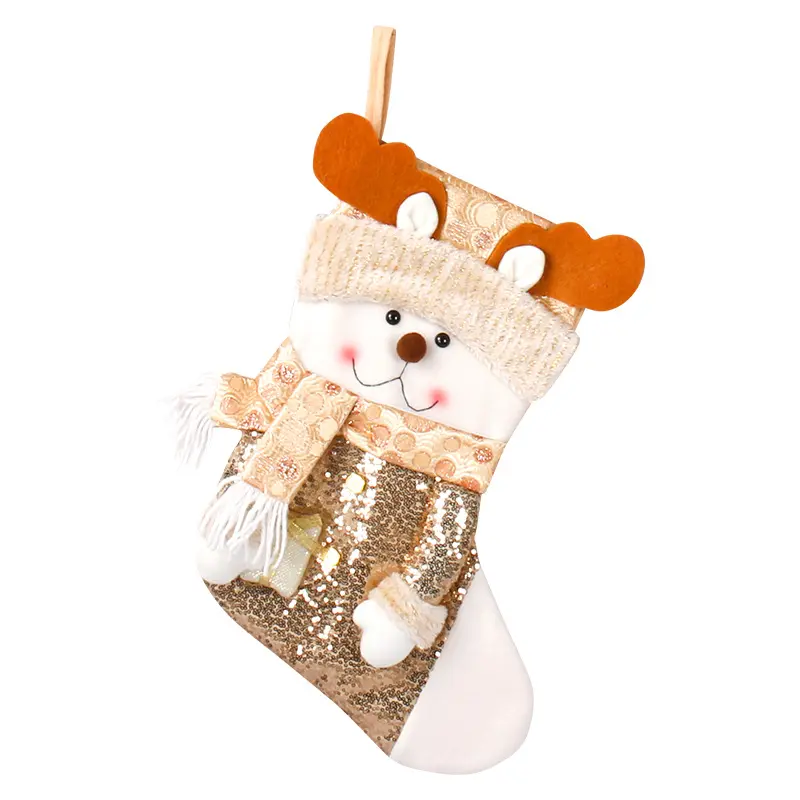 New 2024 Christmas Stocking Sack Xmas Gift Candy Bag Noel Christmas Decorations for Home  Sock Christmas Tree Decor