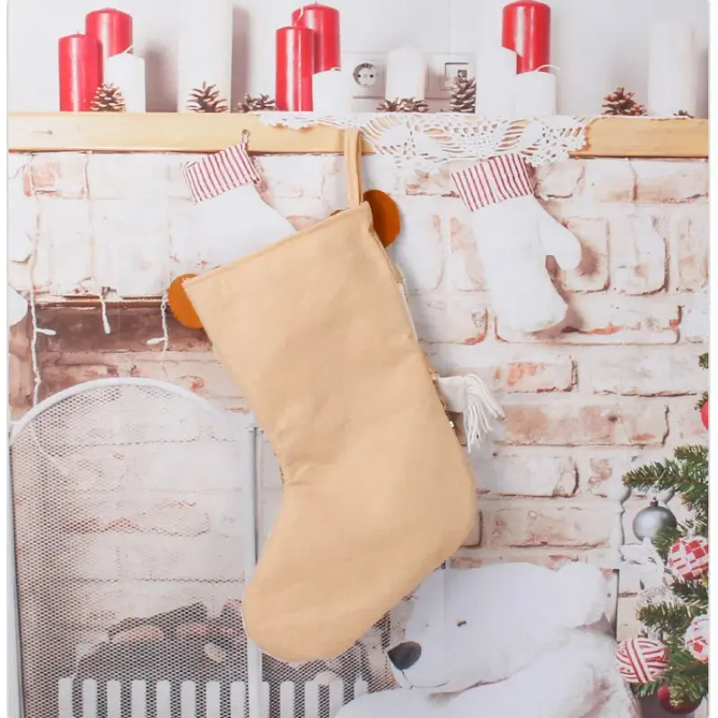 New 2024 Christmas Stocking Sack Xmas Gift Candy Bag Noel Christmas Decorations for Home  Sock Christmas Tree Decor
