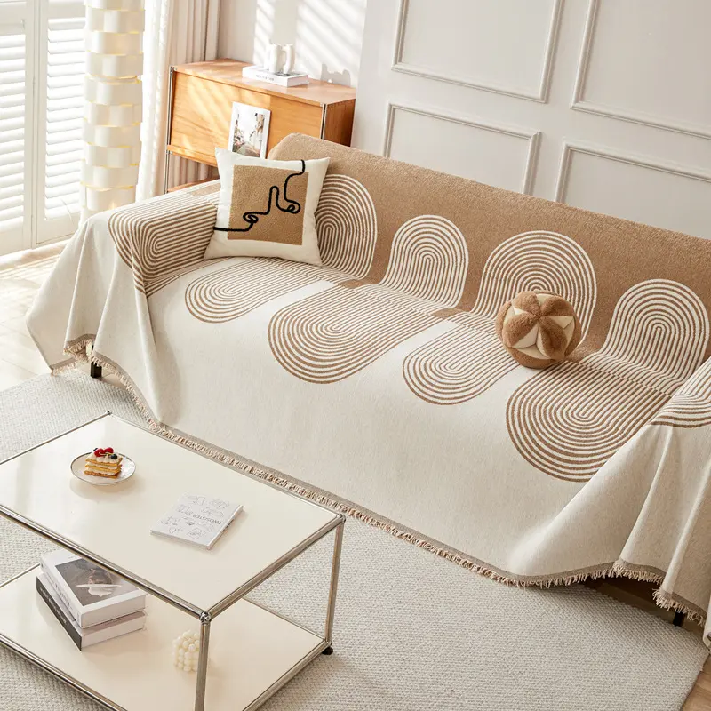 Thicken Chenille Sofa Cover Sofa Blanket Simple Geometrical Cushion Ins Wind Sand Hair Towel Fashion Lunch Blanket Sofa Towel