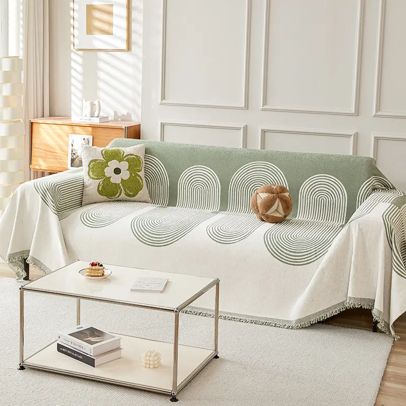 Thicken Chenille Sofa Cover Sofa Blanket Simple Geometrical Cushion Ins Wind Sand Hair Towel Fashion Lunch Blanket Sofa Towel