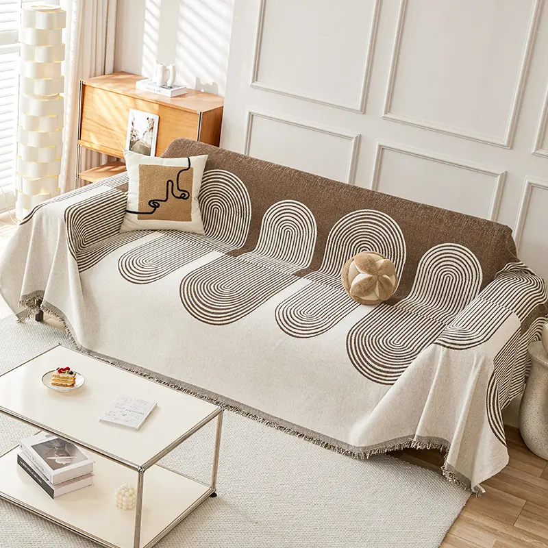 Thicken Chenille Sofa Cover Sofa Blanket Simple Geometrical Cushion Ins Wind Sand Hair Towel Fashion Lunch Blanket Sofa Towel