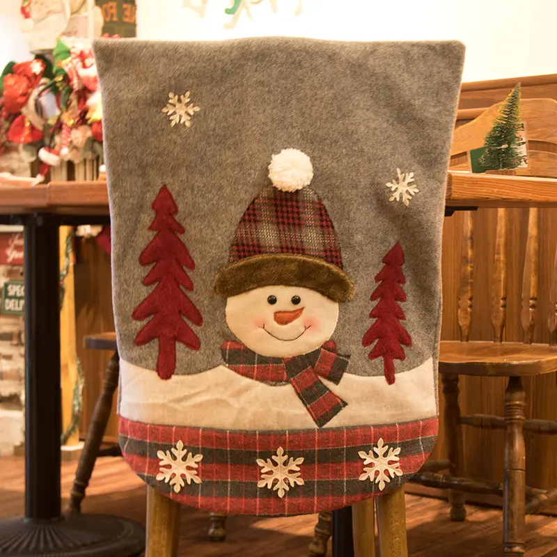 1pc Christmas Chair Cover 3D Cartoon Home Table Dinner Chair Seat Cover Decoration Xmas Party New Year Home Decoration