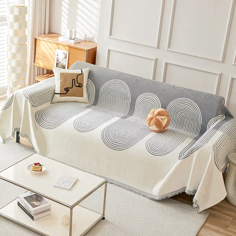 Thicken Chenille Sofa Cover Sofa Blanket Simple Geometrical Cushion Ins Wind Sand Hair Towel Fashion Lunch Blanket Sofa Towel
