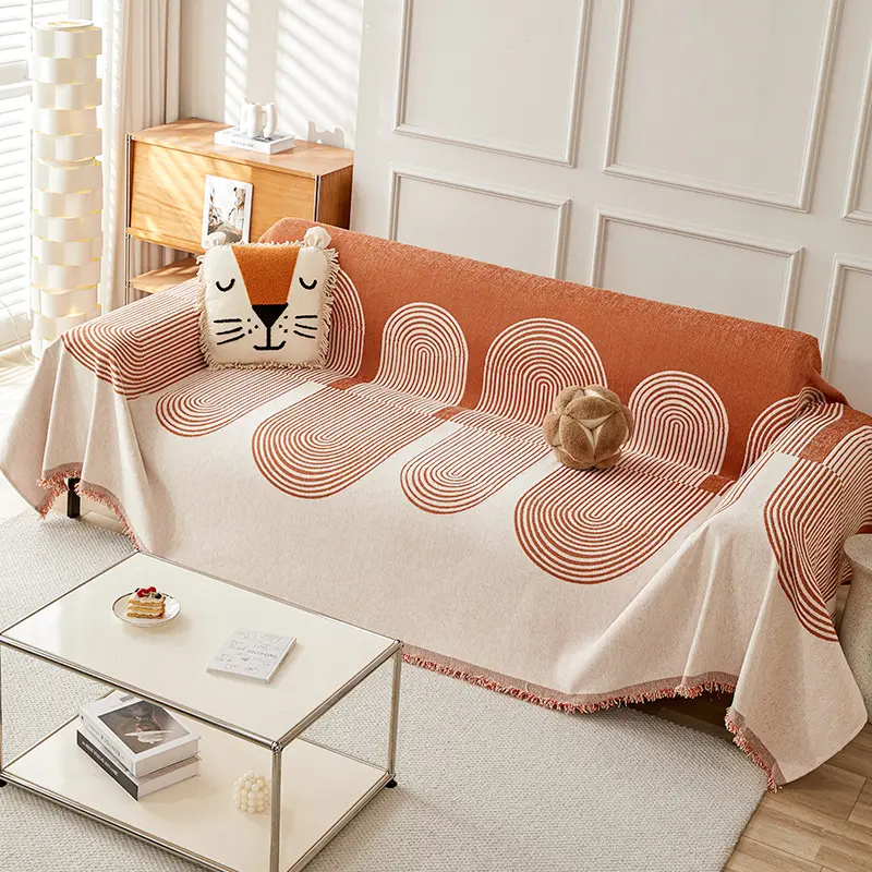 Thicken Chenille Sofa Cover Sofa Blanket Simple Geometrical Cushion Ins Wind Sand Hair Towel Fashion Lunch Blanket Sofa Towel