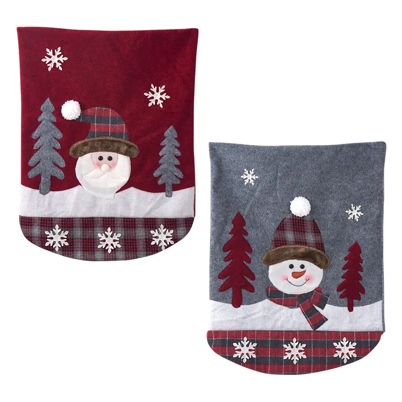1pc Christmas Chair Cover 3D Cartoon Home Table Dinner Chair Seat Cover Decoration Xmas Party New Year Home Decoration