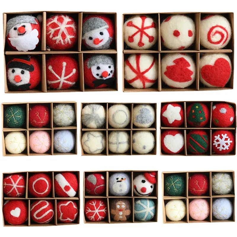 INS Snowflake Christmas Tree Decorative Ball Wool Felt DIY Material Small Pendant Christmas Decorations Holiday Atmosphere Props