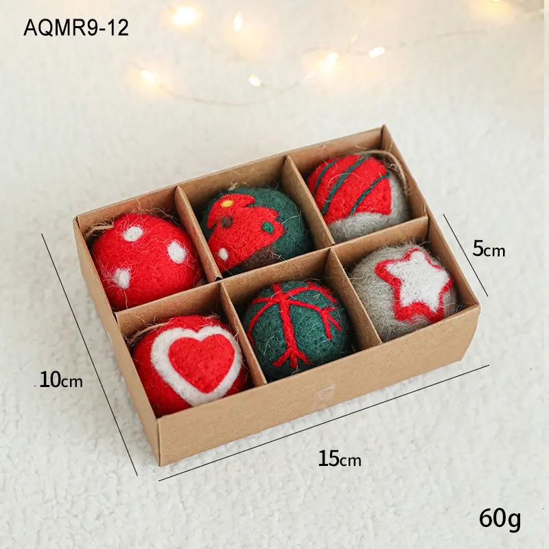 INS Snowflake Christmas Tree Decorative Ball Wool Felt DIY Material Small Pendant Christmas Decorations Holiday Atmosphere Props
