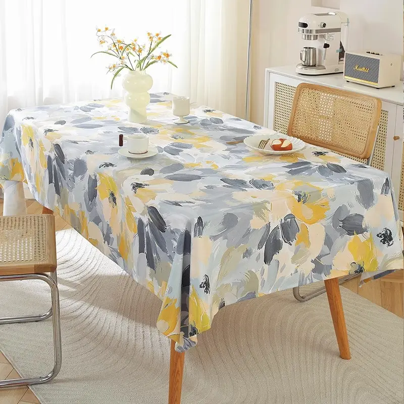 Nordic Waterproof Oil Proof Cotton Linen Printed Fabric Table Cloth Coffee Table Cloth Home High-end Feeling Tablecloth