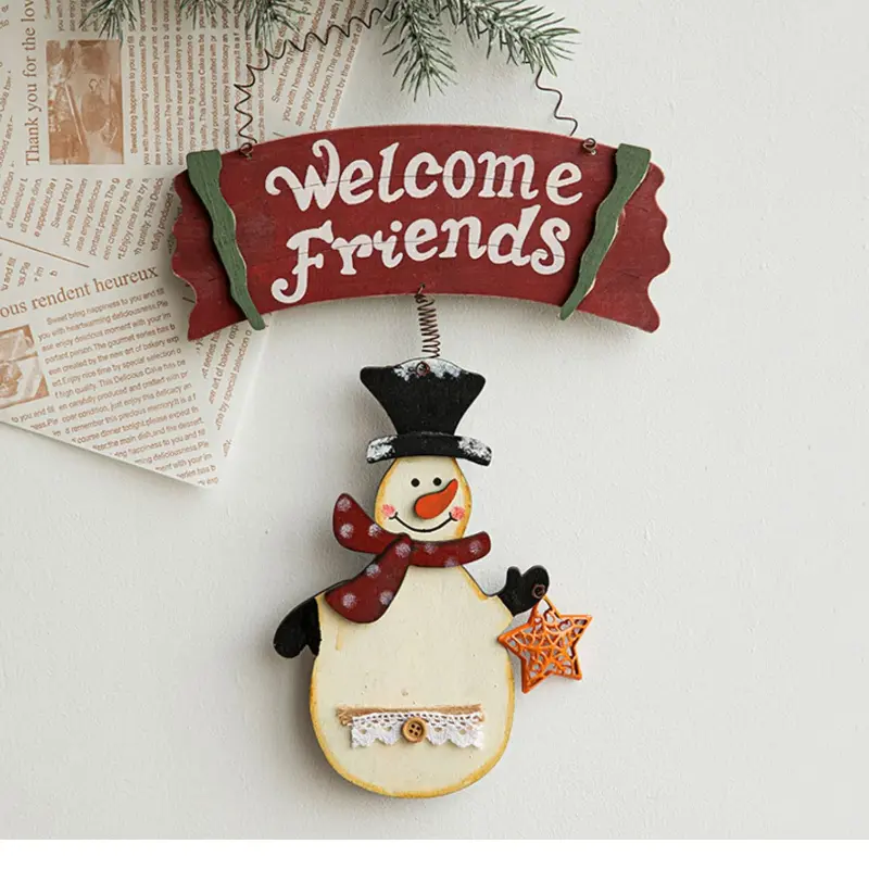 Christmas Wooden Elk With Metal Bells Pendant Christmas Tree Decoration Xmas Party Atmosphere Hanging Ornament New Year Gift